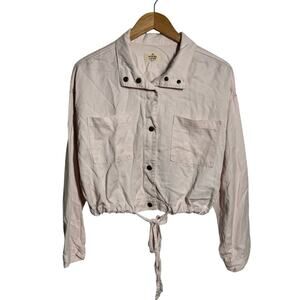 Marine Layer Jacket Women M Pale Pink Oslo Relaxed Cropped Snap Up Tie Waist